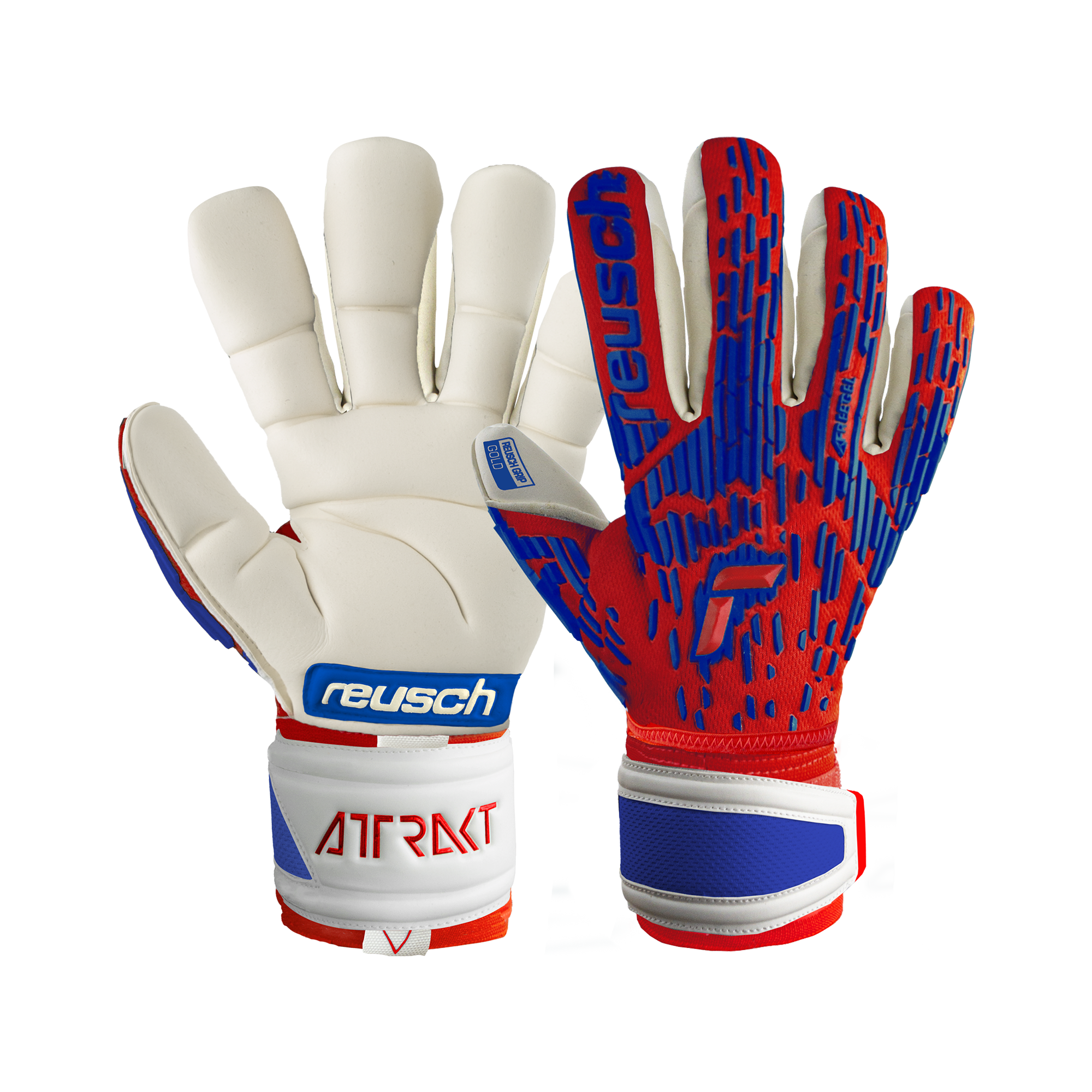 Goalkeeper Gloves Reusch Attrakt Freegel Gold Finger Support Junior - Navy blue Goalkeeper Gloves Reusch Attrakt Freegel Gold Finger Support Junior - Navy blue